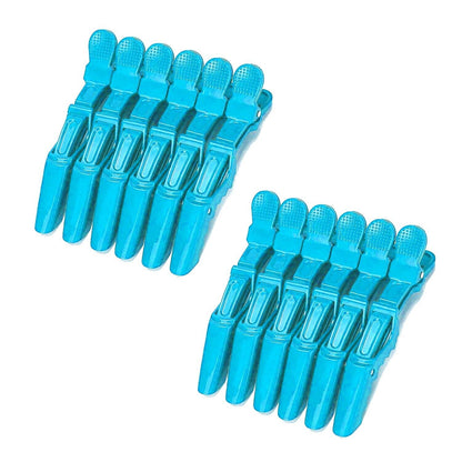 12x Crocodile Hair Clip Clamp Sky Blue Hairdressing Wide Teeth Salon Sectioning