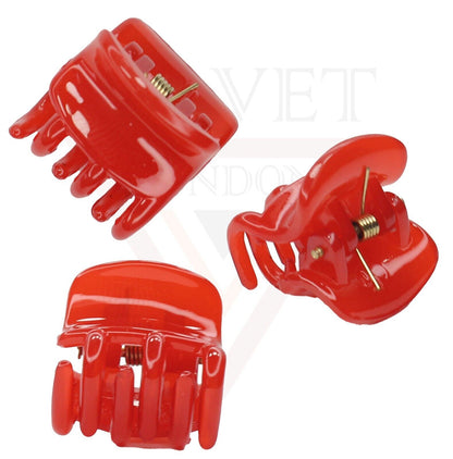 3x Small Hair Clip Black Red White Square Tiny Hair Claw Non-Slip Hair Pin Grip