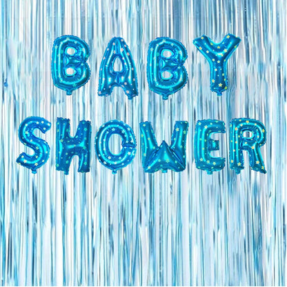 Baby Shower Balloons Banner Blue Baby Shower Baby Boy Foil Balloons Decorations