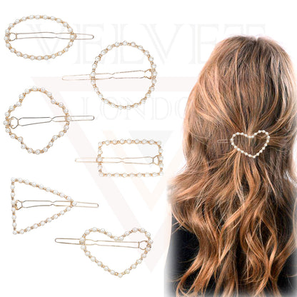 Hair Clips Metal Golden Korean Clips Slider Hair Pin Grips Pins Pearl Snap Clips