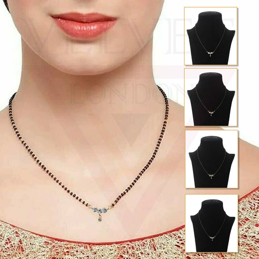 Diamond Gold Tone Indian Traditional Crystal Mangalsutra Pendant With Chain