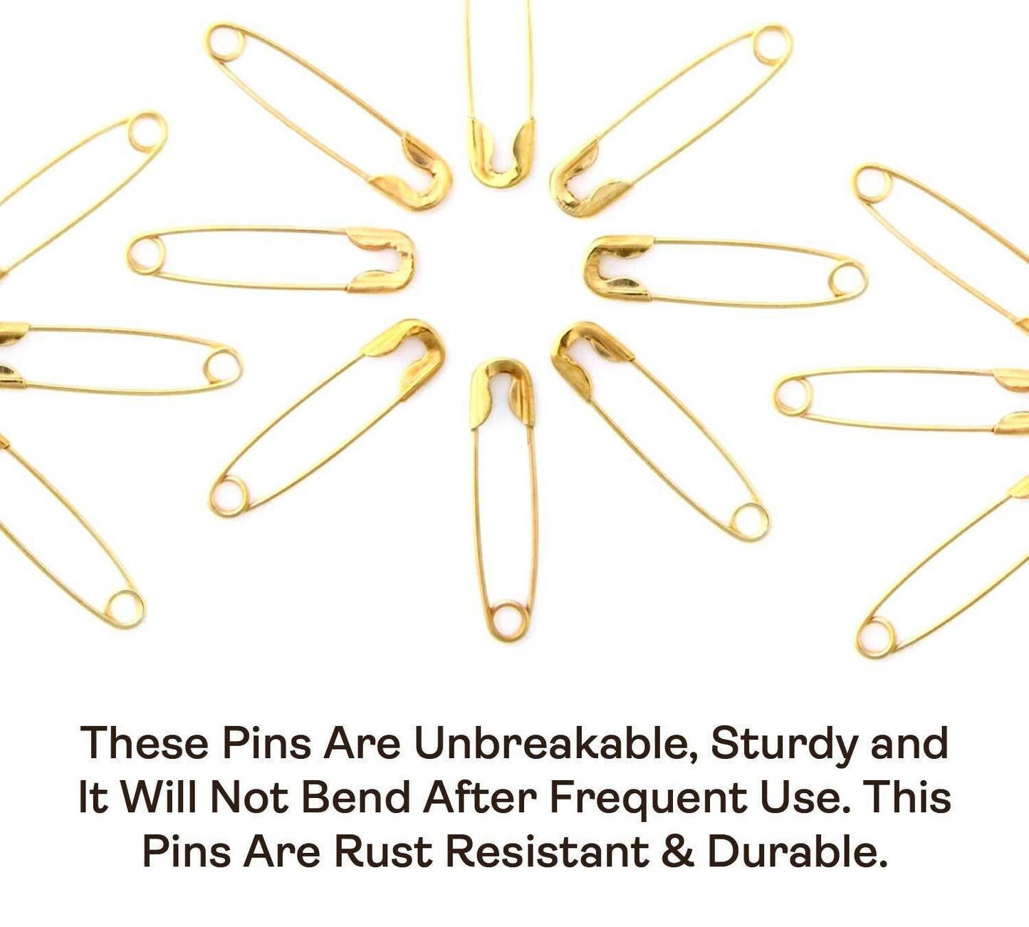 100Pcs Metal Golden Safety Pins Needles Sewing Craft Durable Multipurpose 2.5CM