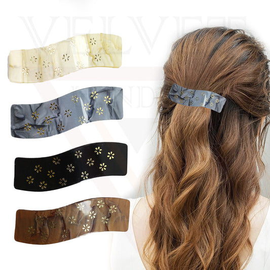 Hair Barrettes Clip Automatic Flower Acrylic Tortoise Hair Clip Hair Accessories