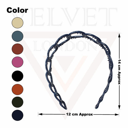 Hair Band Oval Chain Link Headband Grip Teeth Plastic Dark Colour Hair Hoop