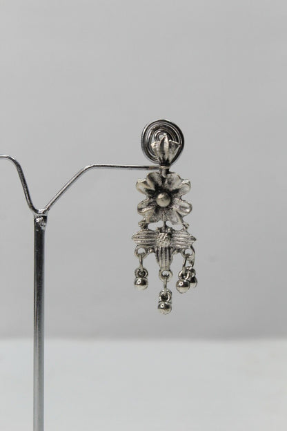 Long Necklace Earrings Golden Silver Antique Oxidized Ethenic Jewellery Set