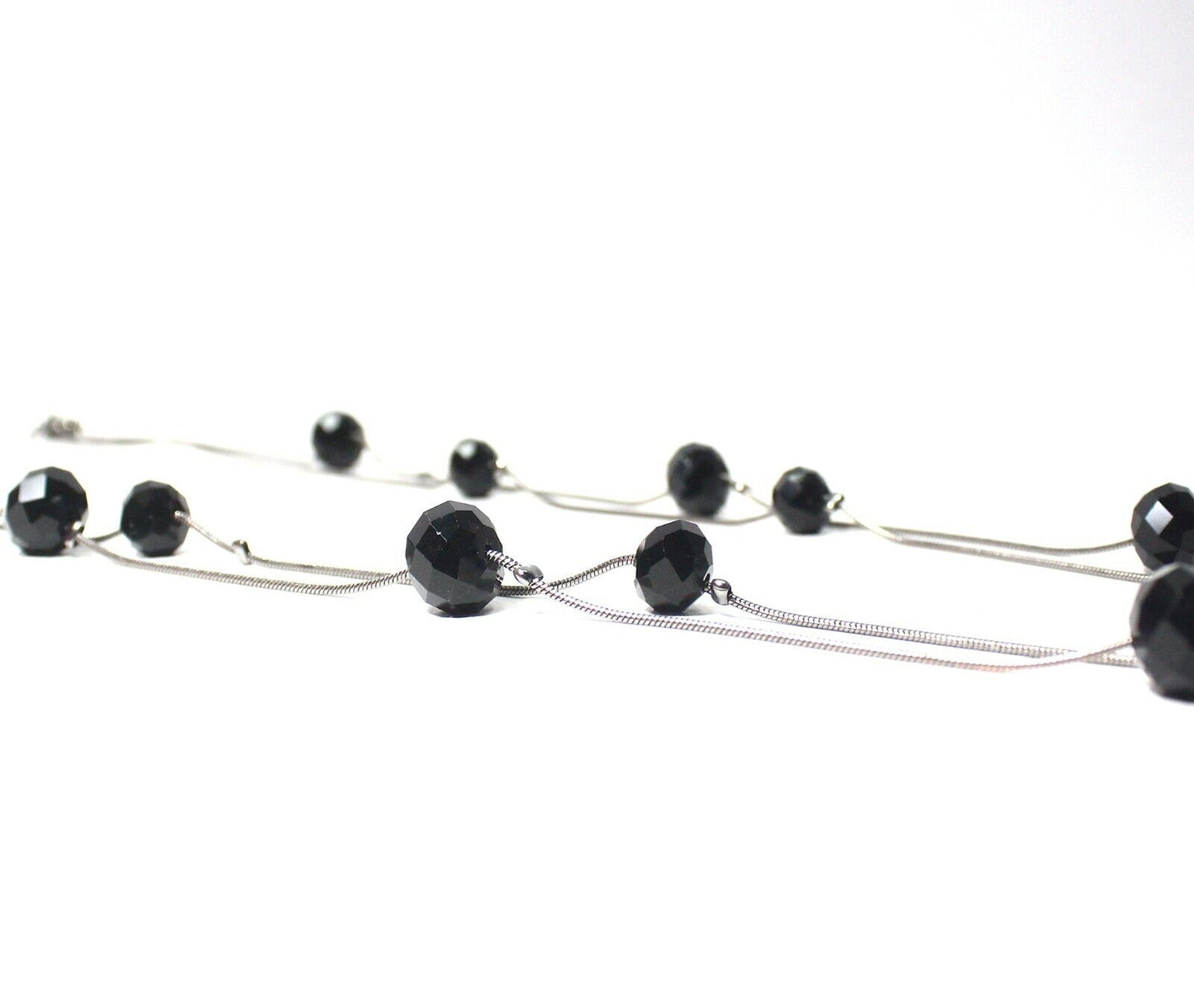 Black Breads Double Layered Long Chain Necklace Partywear Sweater Chain Gift