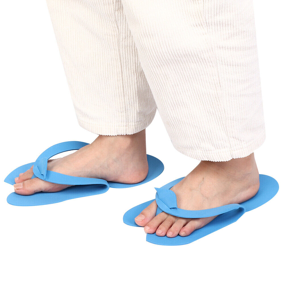 Disposable Flip Flop Foam Slippers Blue Folding Tanning Spa Beauty Salon Hotel