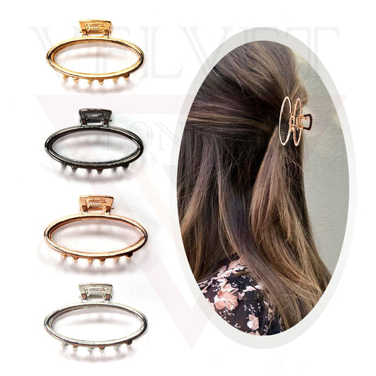 Hair Claw Clips Meta Hair Clamp Oval Shape Non-Slip Barrette Hair Accessories