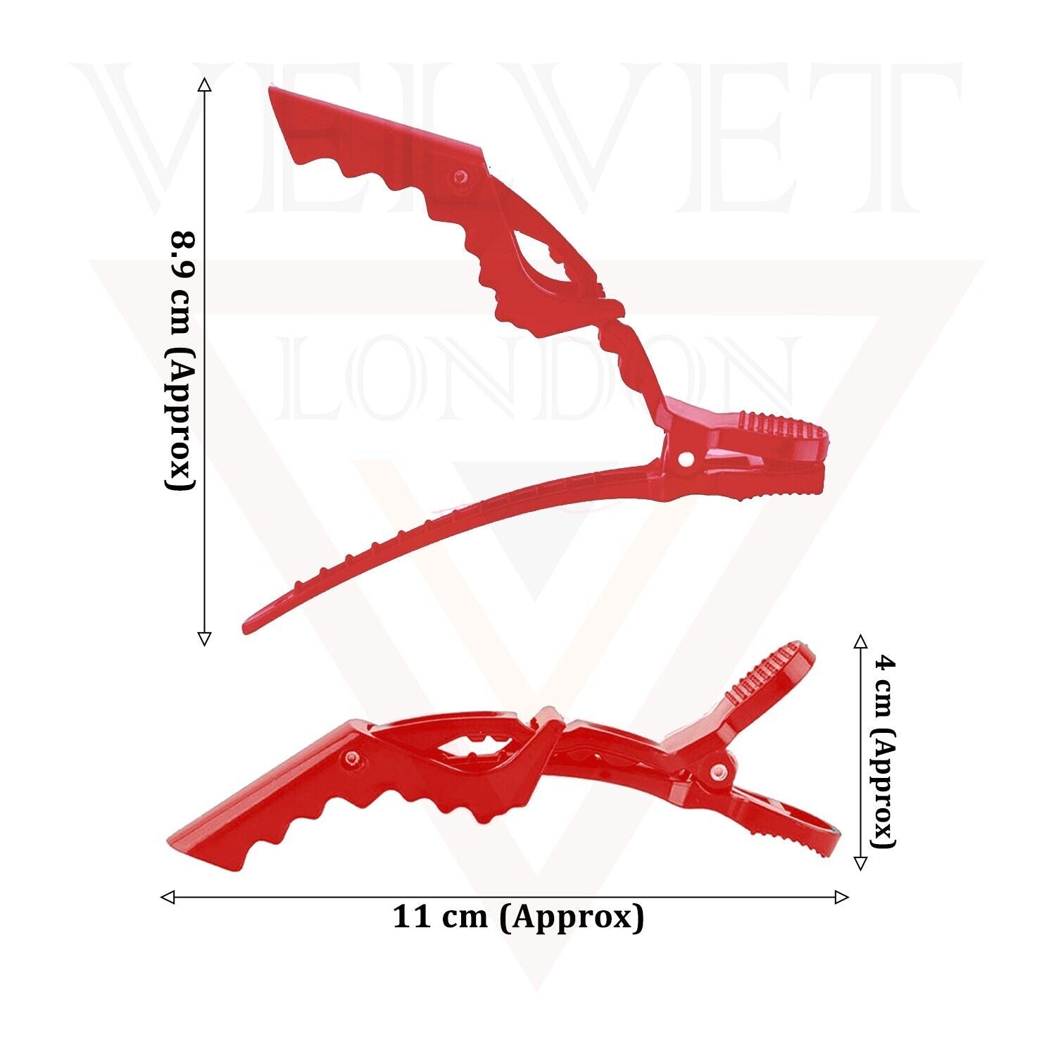 6x Crocodile Clips Salon Sectioning Clamps Red Professional Hair Dressing Clip
