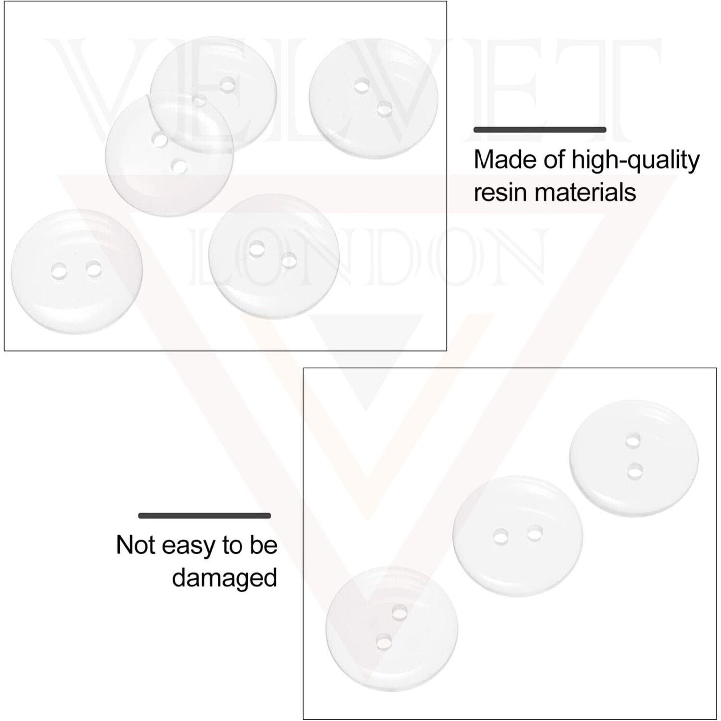 50x Clear Bottons Resin Shirt Round 2 Holes Crafts Shirt Knitting Sewing Clothes