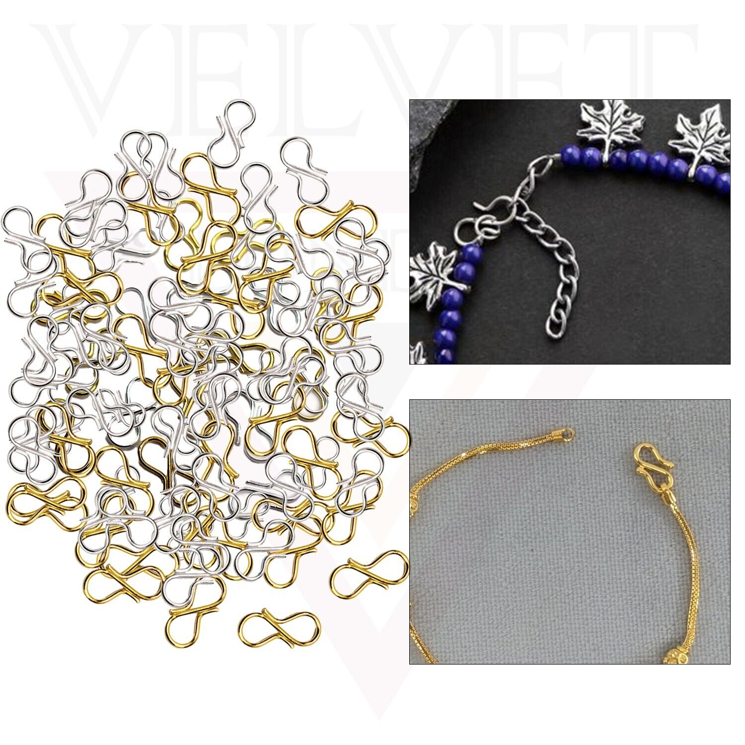 50x Jewellery Making S Hook S-Shaped Hook Clasps Metal Necklace Beacelet Making