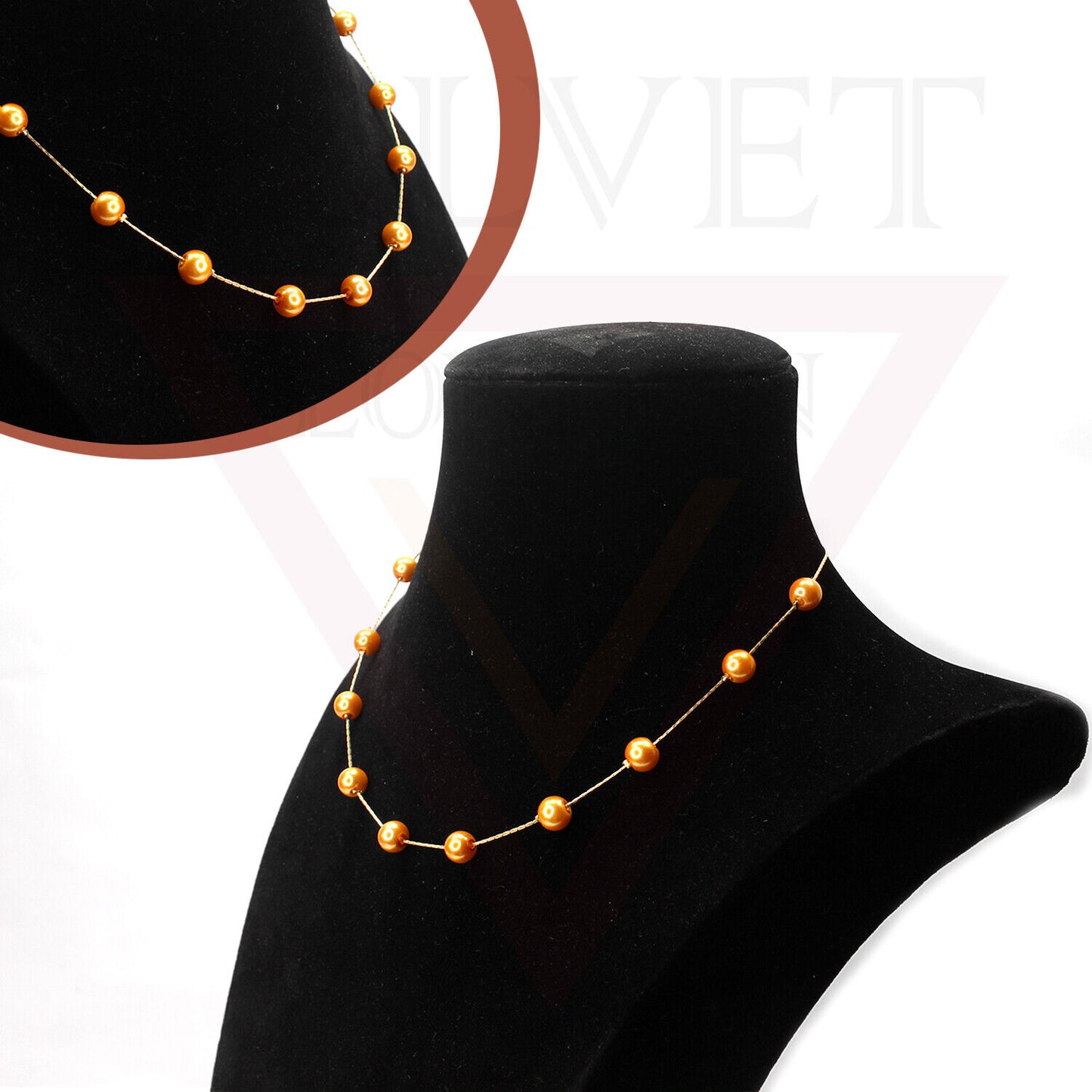 Pearl Necklace Golden Chain Choker Vintage Wedding Bridal Jewelry Gift For Her