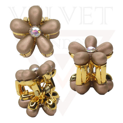3x Mini Flower Hair Claw Drop Pearl Diamond Non-Slip Hair Jaw Hair Clips Pins UK