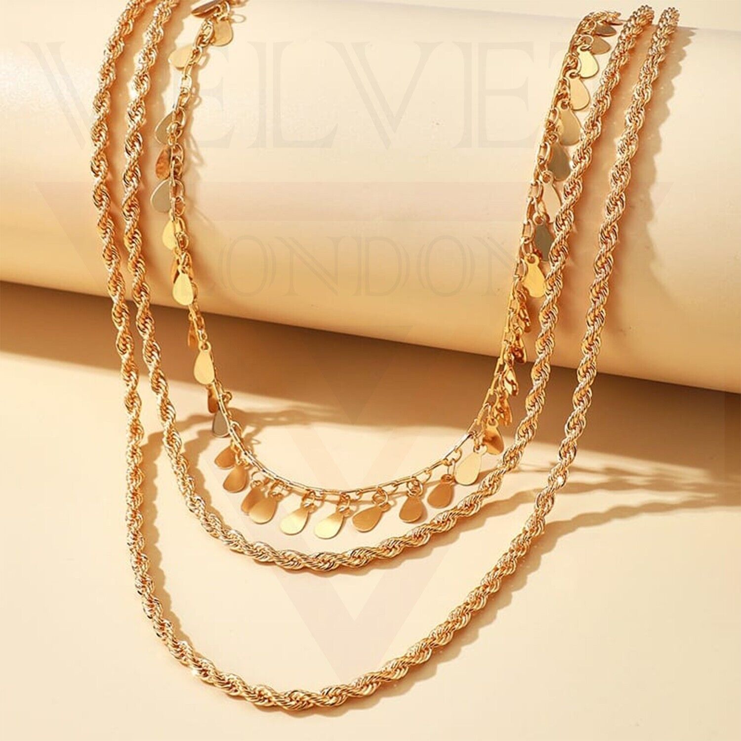 Multi Layer Necklace Minimalist Spiral Golden Chain Drop Pearl Pendant Choker