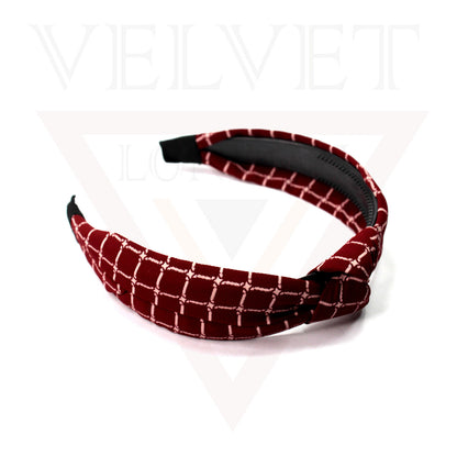 Chex Print Hair Hoop Fabric Hair Band Knot Headband Womens Hair Accessories