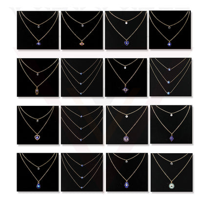 Trendy Golden Multi Layer Chain Necklace Oxidised Evil Eye Pendant Beachwear