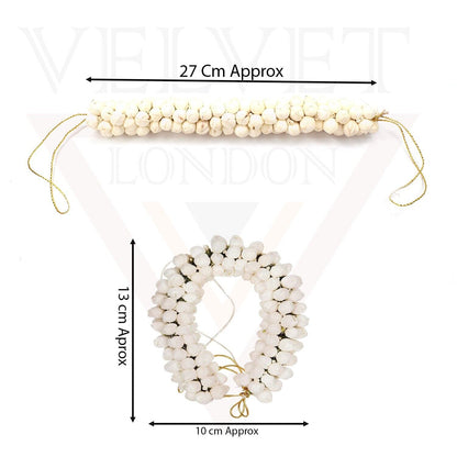 3x Jasmine Flower Hair Accessories White Gajra Hair Bun Maker For Women and Girl
