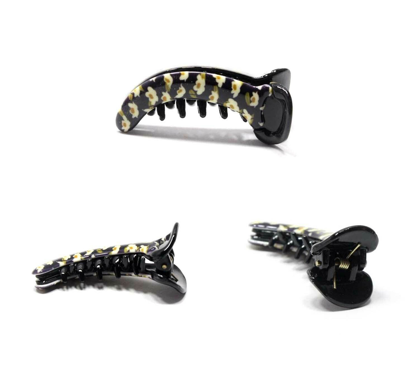 Non-slip Floral Mirchi Clips Flower Print Banana Clip Fishtail Ponytail Holder 