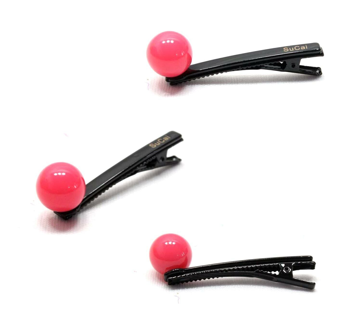 Crocodile Hair Clips With Colorful Marble Ball Brooch for Party Travel Festival