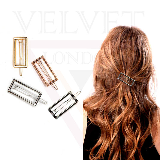 4x Hair Clip Metal Rectangle Hair Pins French Sliders Clips Styling Accessories