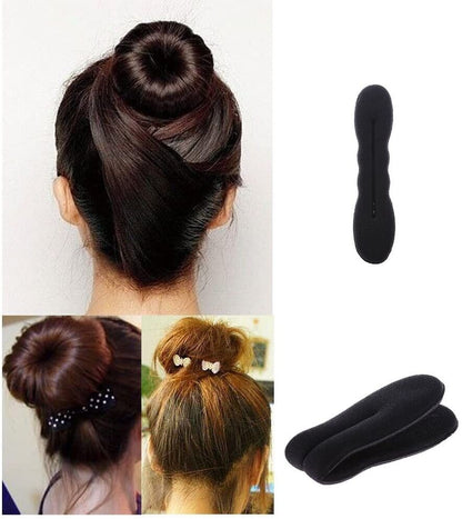 4x Hair Bun Maker Tool Black Foam Sponge French Magic Hair Bun Maker Roller Hook
