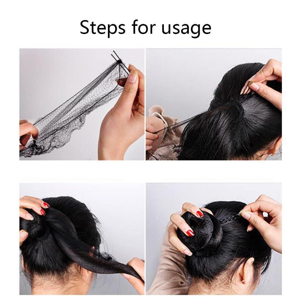 6x Invisible Hair Nets Elastic Edge Fine Mesh Bun Cover Styling Hair Bun Net