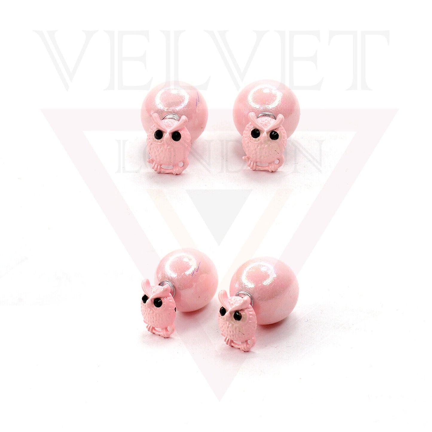 Owl Stud Earrings Pearl Double Sided Ear Studs Light Weight Cute Partywear