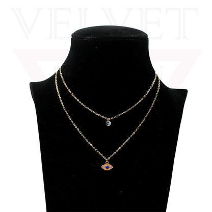 Trendy Golden Multi Layer Chain Necklace Oxidised Evil Eye Pendant Beachwear
