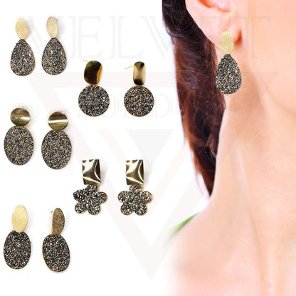 Drop Earrings Stud Earring Dangle Crystal Rhinestone Glitter Black Ear Jewellery
