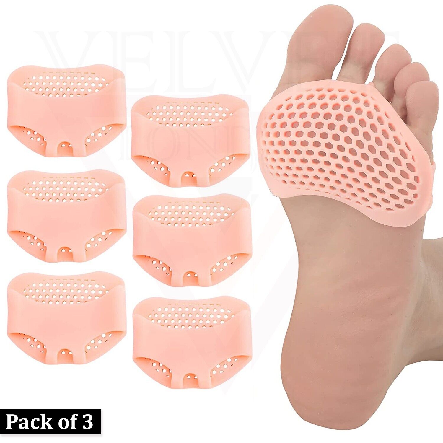 3x Gel Ball Of Foot Cushion Pads Insoles Pain Relief Forefoot Metatarsal Support
