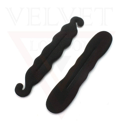 2Pcs Black Bun Maker Sponge Clip Curler Ring Twist Hair Styling Tool Donut Ring