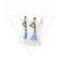 Stud Earrings Triangle Shape Rhinestone Long Tassel Hook Dangle Drop Earrings