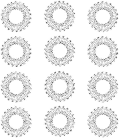 6x Clear Spiral Hair Ties Hair Telephone Coil Bands Ponytail Holder Bobbles Band