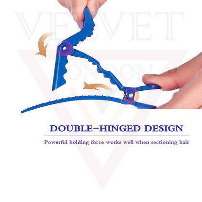 6x Blue Crocodile Salon Sectioning Clamps Professional Hair Clips Hairdressing
