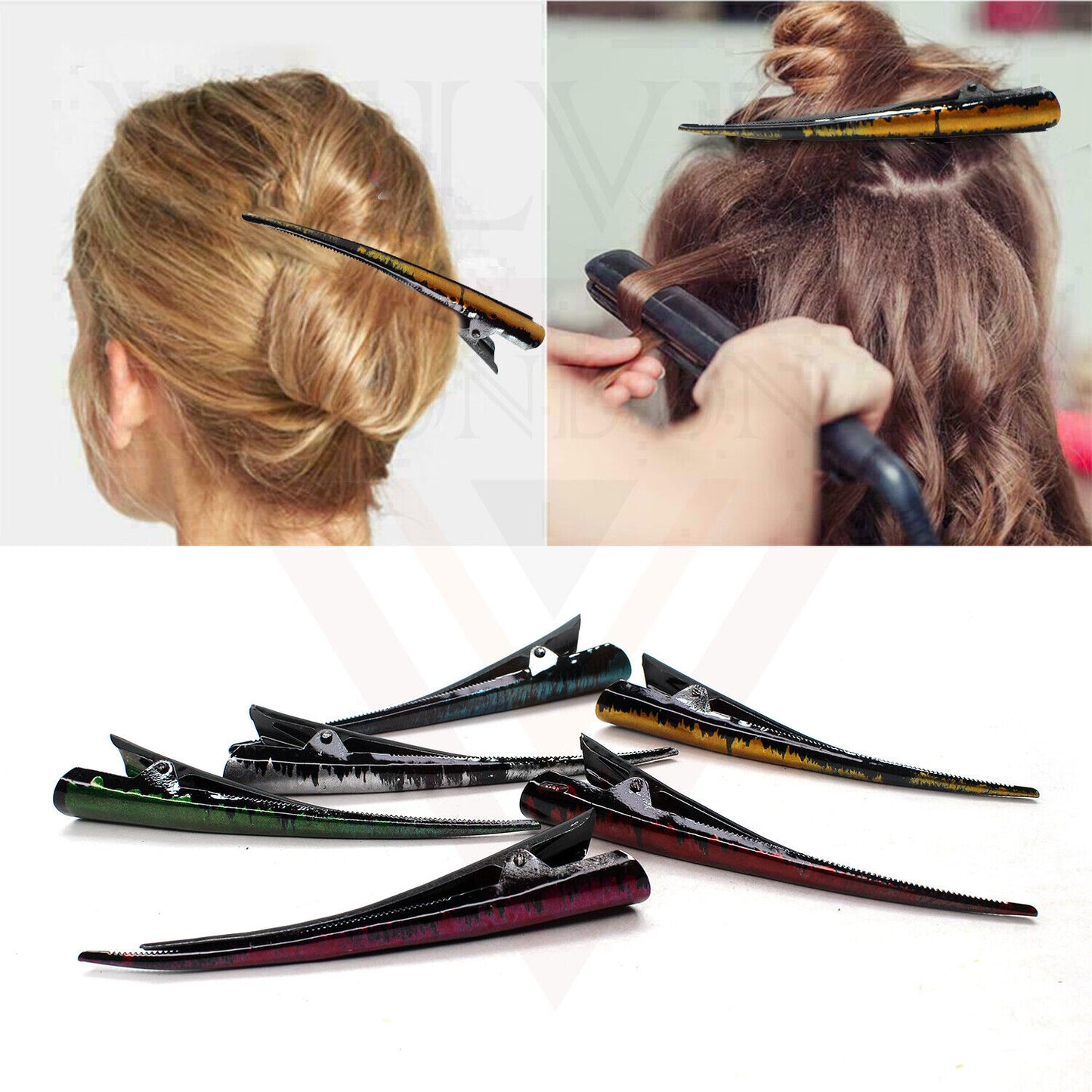 Duckbill Hair Clip Metal Crocodile Barrettes Teeth Long Hair Styling Clips Salon