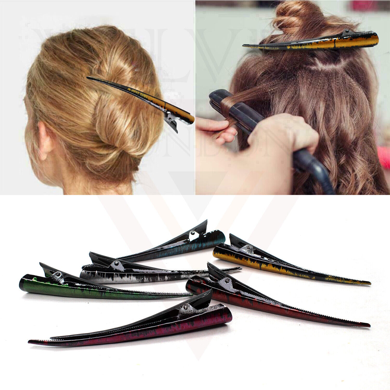 Duckbill Hair Clip Metal Crocodile Barrettes Teeth Long Hair Styling Clips Salon