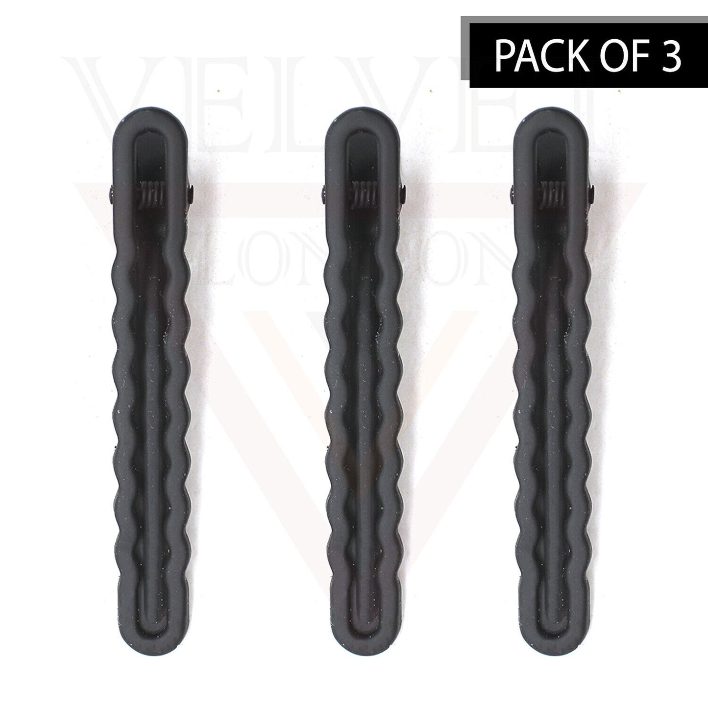 3pcs Black Hair Clips Metal Hairdressing Salon Duck Teeth Clips Crocodile Slide