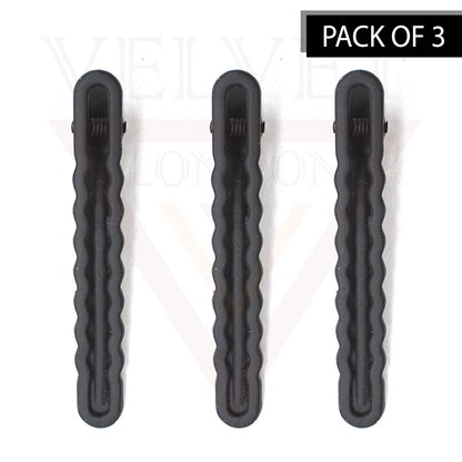 3pcs Black Hair Clips Metal Hairdressing Salon Duck Teeth Clips Crocodile Slide
