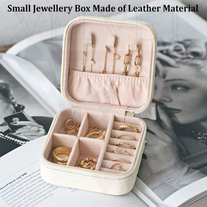 Jewellery Box for Women Storage Case Zipper Leather for Earrings Rings Necklaces