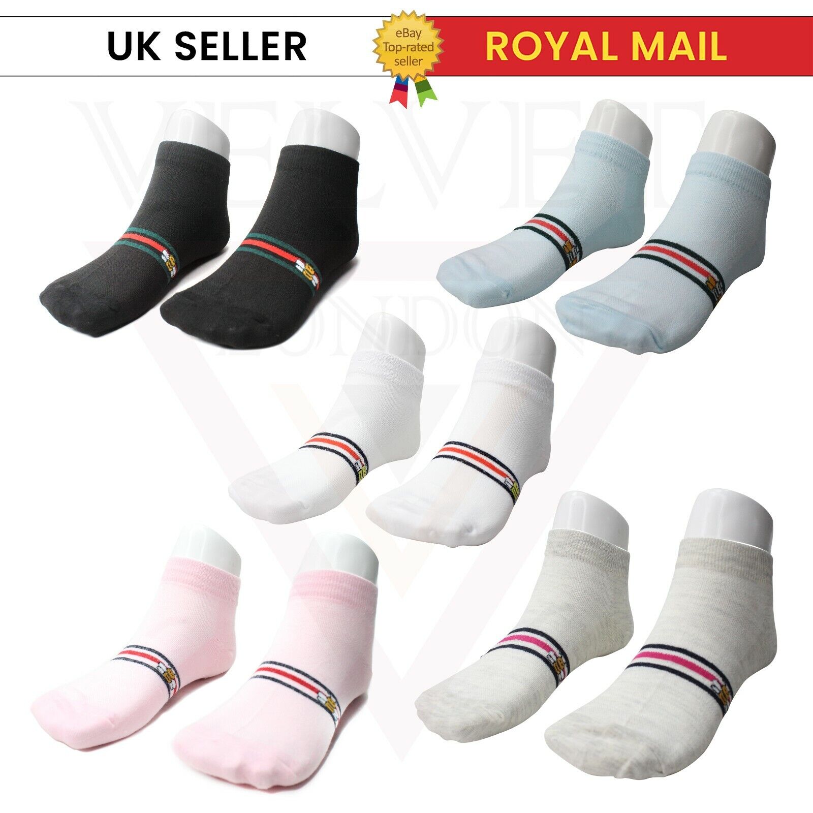 3 Line Crew Socks Novelty Cotton Butterfly Print Socks For Women and Girls