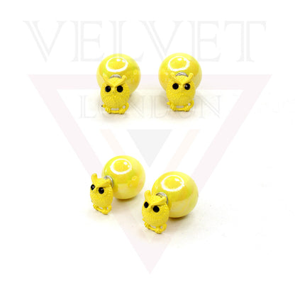 Owl Stud Earrings Pearl Double Sided Ear Studs Light Weight Cute Partywear