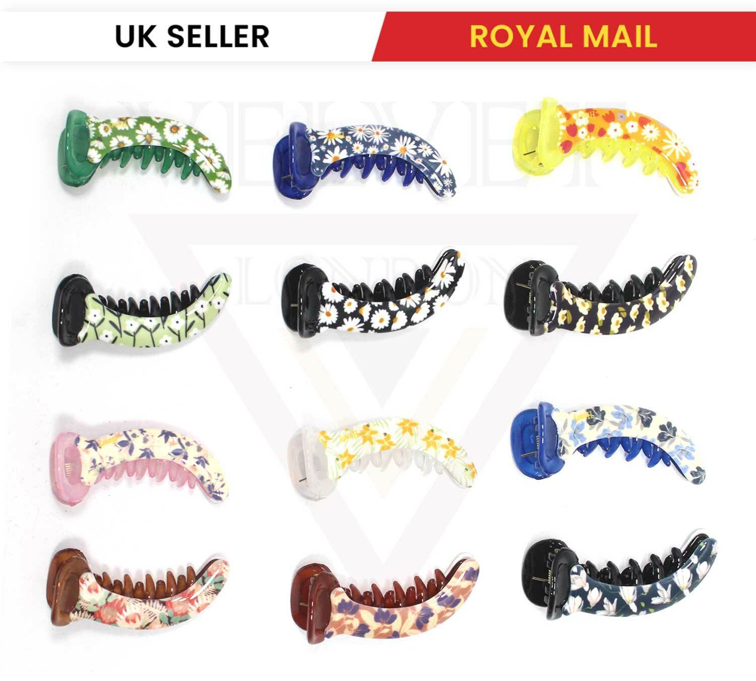 Non-slip Floral Mirchi Clips Flower Print Banana Clip Fishtail Ponytail Holder 