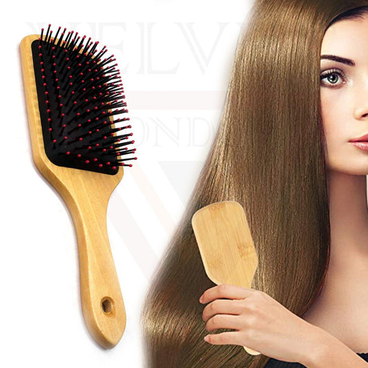 Wooden Paddle Hair Brush Natural Boar Bristle Massaging Scalp Air Cushion Comb