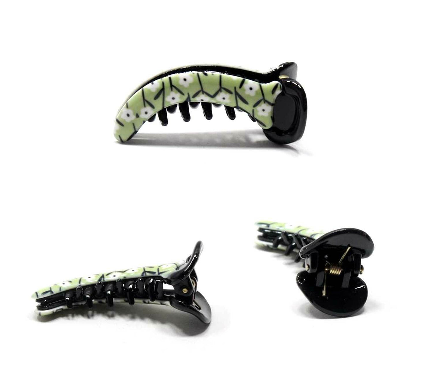 Non-slip Floral Mirchi Clips Flower Print Banana Clip Fishtail Ponytail Holder 