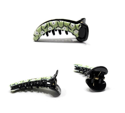 Non-slip Floral Mirchi Clips Flower Print Banana Clip Fishtail Ponytail Holder 