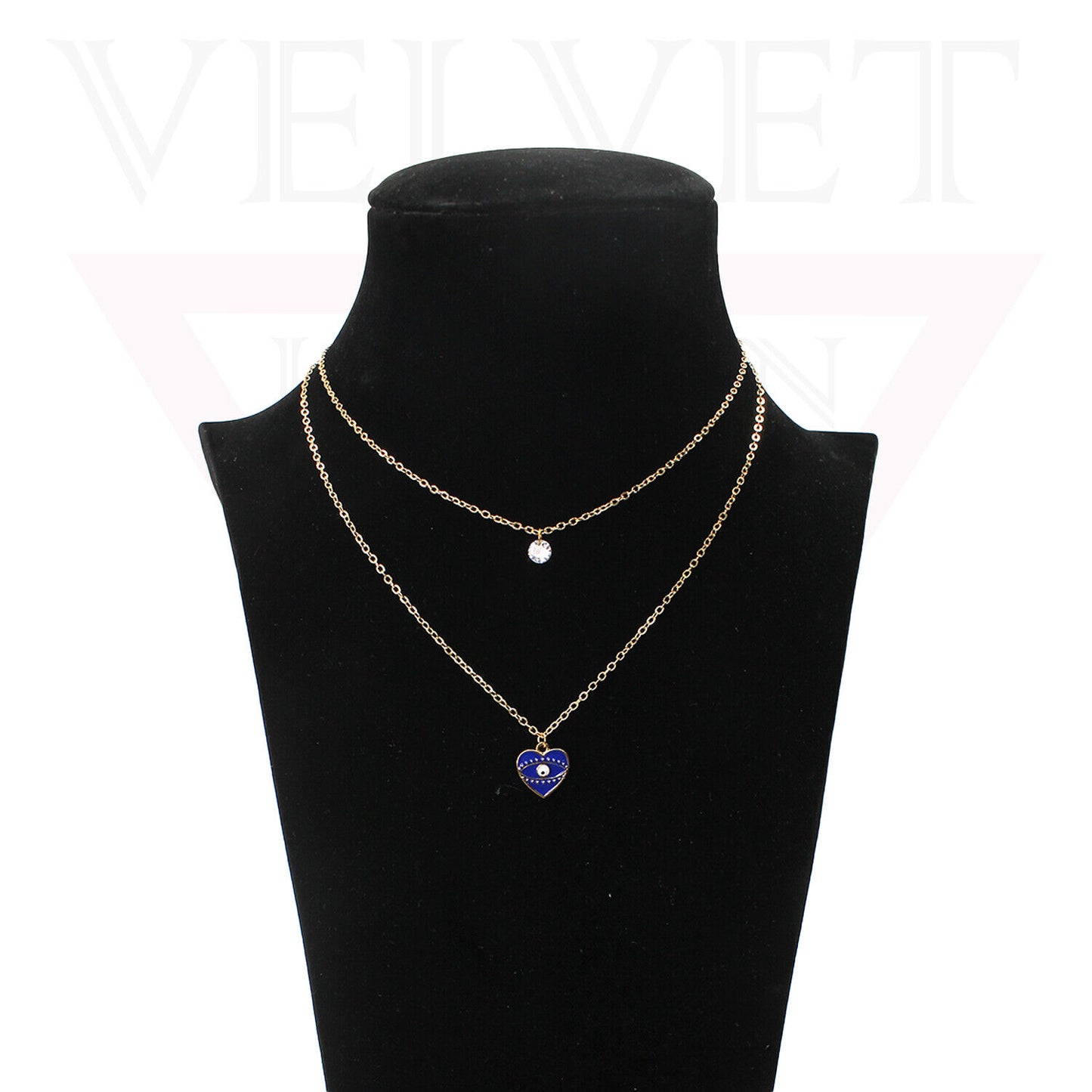 Trendy Golden Multi Layer Chain Necklace Oxidised Evil Eye Pendant Beachwear