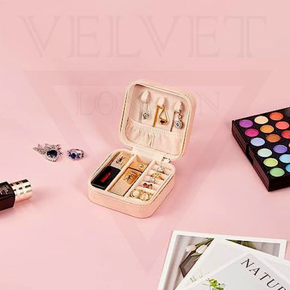 Jewellery Box for Women Storage Case Zipper Leather for Earrings Rings Necklaces