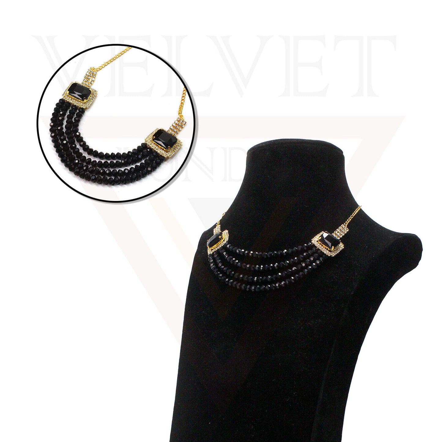 Necklace Pearl Earrings Set Crystal Choker multilayer Beads Girls Jewellery Sets