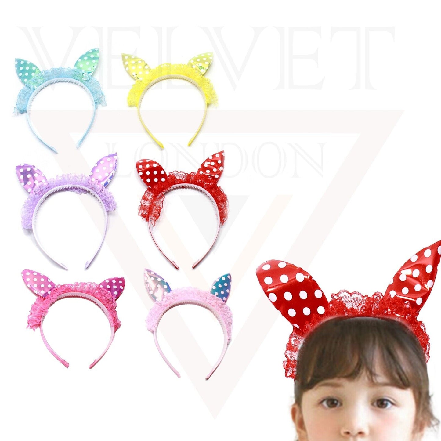 Partywear Rabbit Ear Hair Band Headbands Babie Non-Slip Fabric Ribbon Hair Hoop 