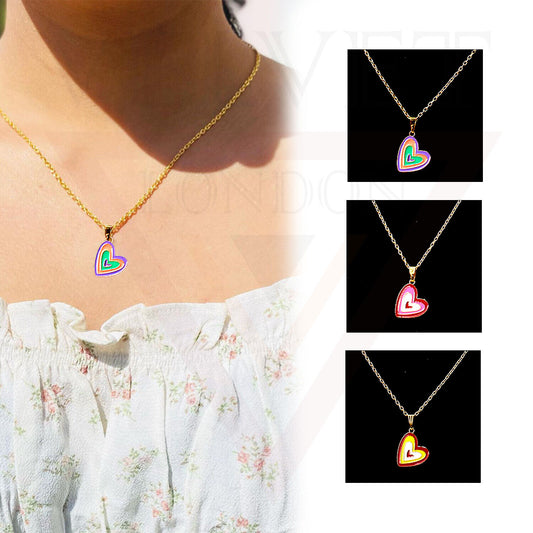 Heart Pendant Necklace Colour Golden Chain Vintage Delicate Choker For Women